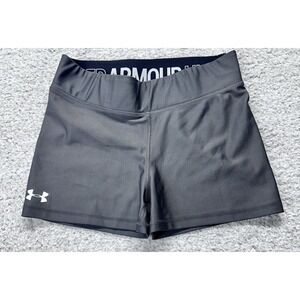 Under Armour Shorts Women's Large‎ Charcoal  Gray  Spell Out Compression Workout